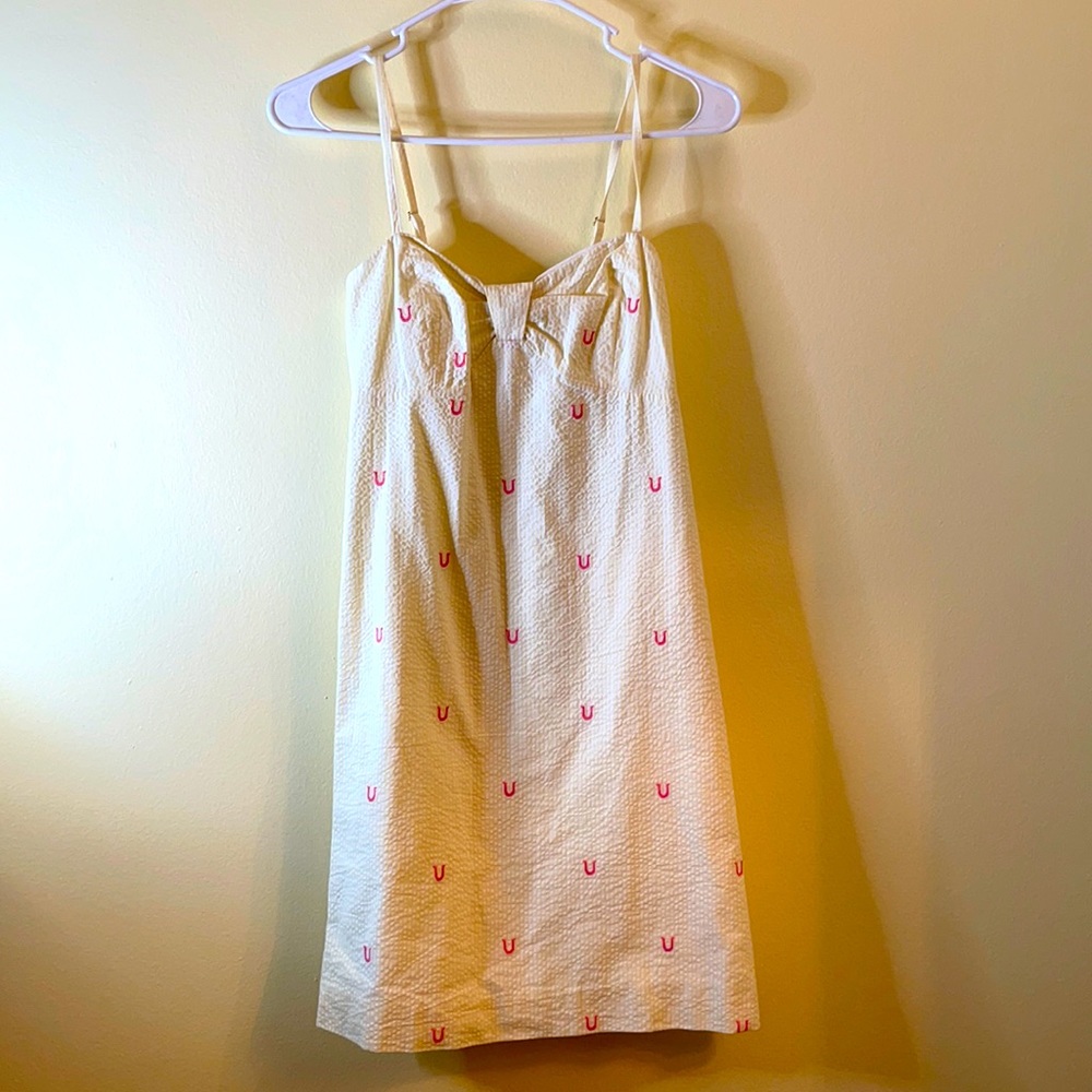 Lilly Pulitzer yellow seersucker embroidered dress